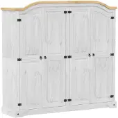 Syfax Armadio Bianco 194x52x186 cm in Legno Massello di Pino