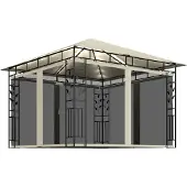 Syfax Gazebo con Zanzariera e Luci LED 3x3x2,73 m Crema