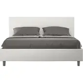 Ityhome - Letto senza rete imbottito 160x210 Pelle finta bianco Adele