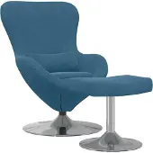 Syfax Sedia Egg con Pouf with Footstool Blu Velluto