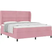 Syfax Letto a molle con materasso Rosa 200 x 180 cm Velluto