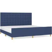 vidaXL Struttura letto senza materasso blu 200x200 cm in tessuto