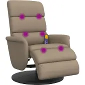 Syfax Poltrona Reclinabile Massaggi Poggiapiedi Cappuccino Pelle finta