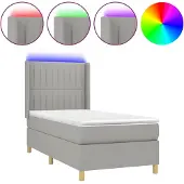 Syfax Letto a Molle Materasso e LED Grigio Chiaro 90x190 cm Tessuto