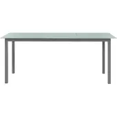 Syfax Tavolo da Giardino Grigio Chiaro 190x90x74cm Alluminio e Vetro