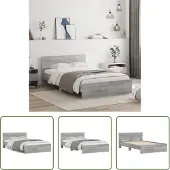 The Living Store Struttura letto con testiera Grey Sonoma 120x200 cm