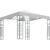 Syfax Gazebo da Giardino con Luci a Stringa LED 3x3 m Bianco