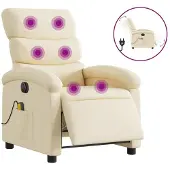 Syfax Poltrona Reclinabile Massaggiante Elettrica Crema in Tessuto