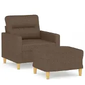 vidaXL Poltrona con sgabello marrone 60 cm in tessuto