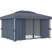 Syfax Gazebo con Tende 4x3 cm Antracite Alluminio