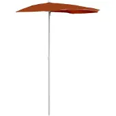 Syfax Ombrellone Semicircolare da Giardino e Palo 180x90cm Terracotta