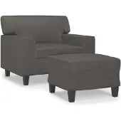 vidaXL Poltrona con poggiapiedi grigio 60 cm in Pelle finta