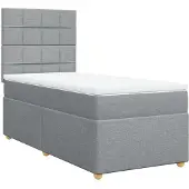 vidaXL Letto a molle con materasso grigio chiaro 90x190 cm in tessuto
