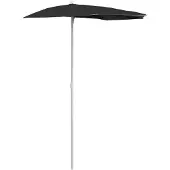 Syfax Ombrellone Semicircolare da Giardino con Palo 180x90 cm Nero