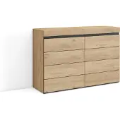 Skraut Home COZY Cassettiera, 114x35x75cm, Camera da letto, Con Stoccaggio, Rovere