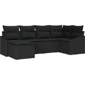 Syfax Set di divani con cuscino 6 pcs Nero polyrattan