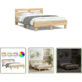 The Living Store Giroletto con testiera Illuminazione LED Rovere Sonoma 120x200cm