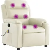 Syfax Poltrona reclinabile massaggiante in Pelle finta Crema