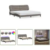 The Living Store Struttura letto con tessuto LED Taupe 200x200 cm