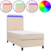 Syfax Giroletto Molle Materasso e LED Cappuccino 90x200 cm Pelle finta