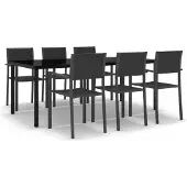 Syfax Set Mobili da Pranzo da Giardino 7 pz Nero