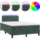 Syfax Letto a Molle con Materasso e LED Verde Scuro 120x200cm Velluto