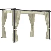 Syfax Gazebo con Tende 3x3 m Crema in Acciaio