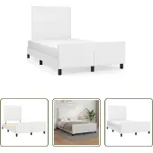 The Living Store Giroletto con testiera bianco 120x190 cm in ecopelle