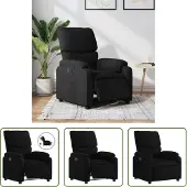 The Living Store Recliner elettrico in tessuto nero