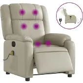 Syfax Poltrona Massaggiante Elettrica Reclinabile Crema Pelle finta