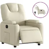 Sonstiges Poltrona Reclinabile Elettrica Crema in Pelle finta