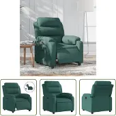 The Living Store Recliner elettrico in tessuto verde scuro