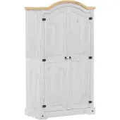 Syfax Armadio Bianco 102x52x186 cm in Legno Massello di Pino