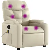 Syfax Poltrona reclinabile massaggiante in Pelle finta Crema