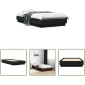 The Living Store Struttura letto nera 75x190 cm in materiale ligneo