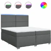 Syfax Giroletto a Molle con Materasso Grigio Scuro 200x200 cm Tessuto