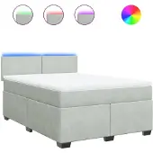 Syfax Giroletto a Molle con Materasso Grigio Chiaro 140x200cm Velluto