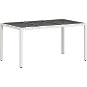 Syfax Tavolo da Giardino Piano in Vetro Bianco 150x90x75cm Polyrattan