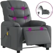 Syfax Poltrona Massaggiante Elettrica Reclinabile Grigio Pelle finta