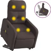 Syfax Poltrona Alzapersona Massaggi Reclinabile Marrone Scuro Tessuto