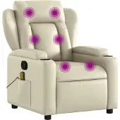 Syfax Poltrona reclinabile massaggiante in Pelle finta Crema