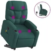 Syfax Poltrona Alzapersona Massaggiante Verde Scuro in Tessuto