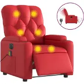Syfax Poltrona Massaggio Elettrica Reclinabile Rosso Pelle finta