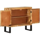 Syfax Credenza 80x30x71 cm in Legno Grezzo Massello Mango e Metallo