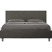 Ityhome - Letto senza rete imbottito 160x210 microfibra grigio Adele