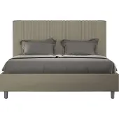 Ityhome - Letto matrimoniale francese con rete imbottito 140x210 Pelle finta cappuccino Goya