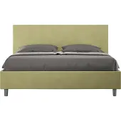 Ityhome - Letto senza rete imbottito 160x210 microfibra tè verde Adele