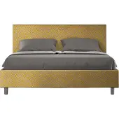 Ityhome - Letto con rete imbottito 160x210 tessuto Era 06 giallo Adele