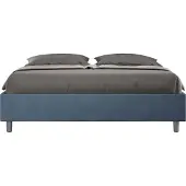 Ityhome - Letto matrimoniale francese senza rete imbottito 140x210 microfibra blu Azelia