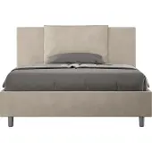 Ityhome - Letto matrimoniale francese con rete imbottito 140x190 microfibra sabbia Antea